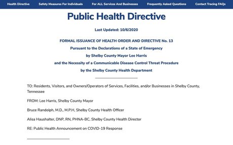 COVID-19 Frequently Asked Questions & Directives | Shelby County, TN | LiveStories