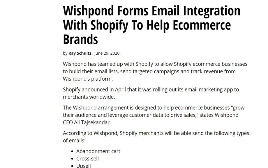 Wishpond Forms Email Integration With Shopify To Help Ecommerce Brands